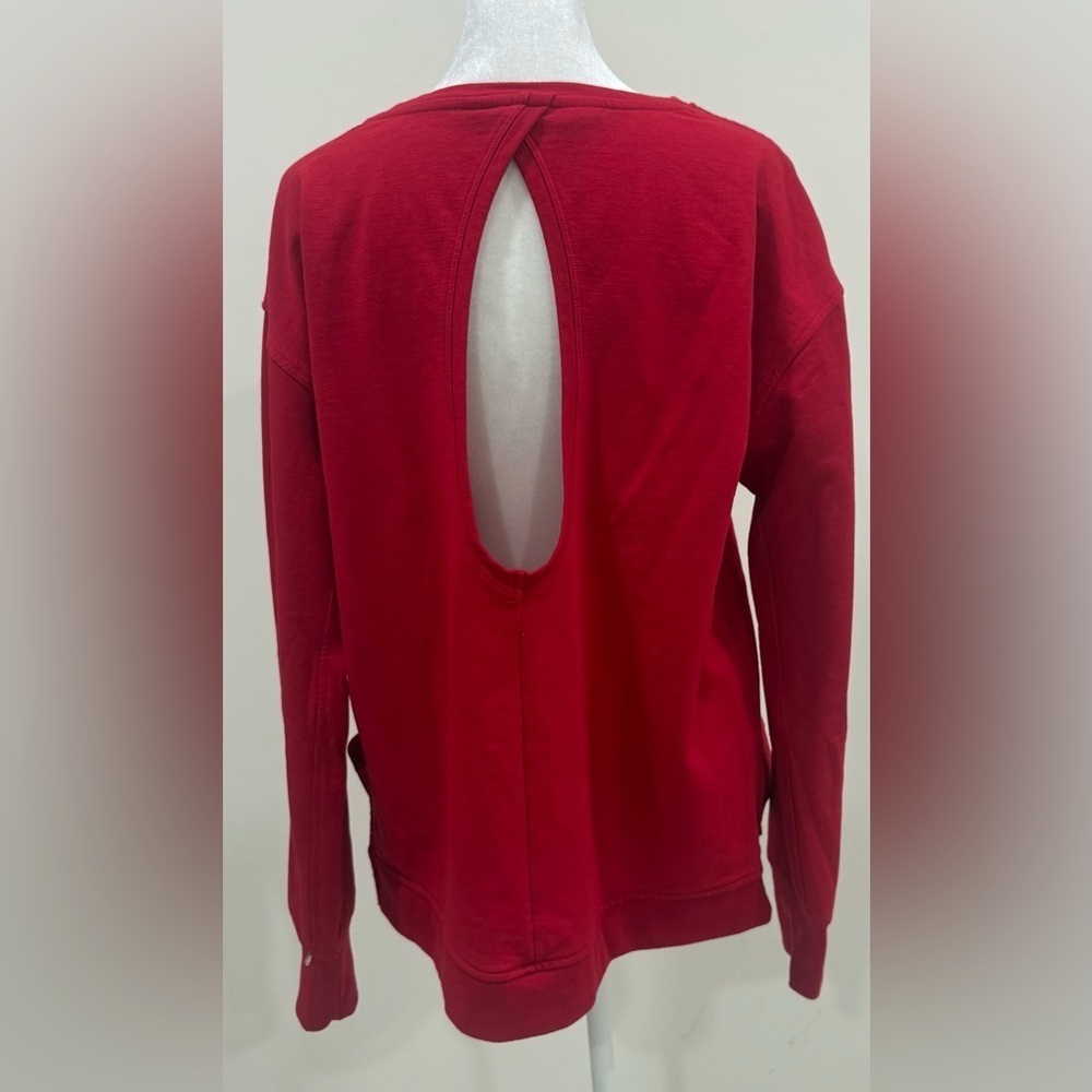 Victoria's Secret Sport Red Pullover Sweatshirt Keyhole Open Back High Low Sz M